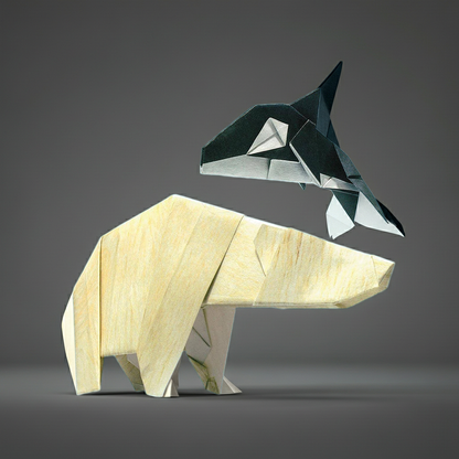 Japanese handmade origami-Polar series: polar bear, killer whale｜Made in Japan